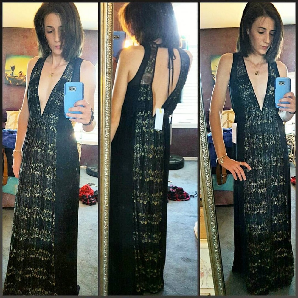 Deep V-neck Maxi